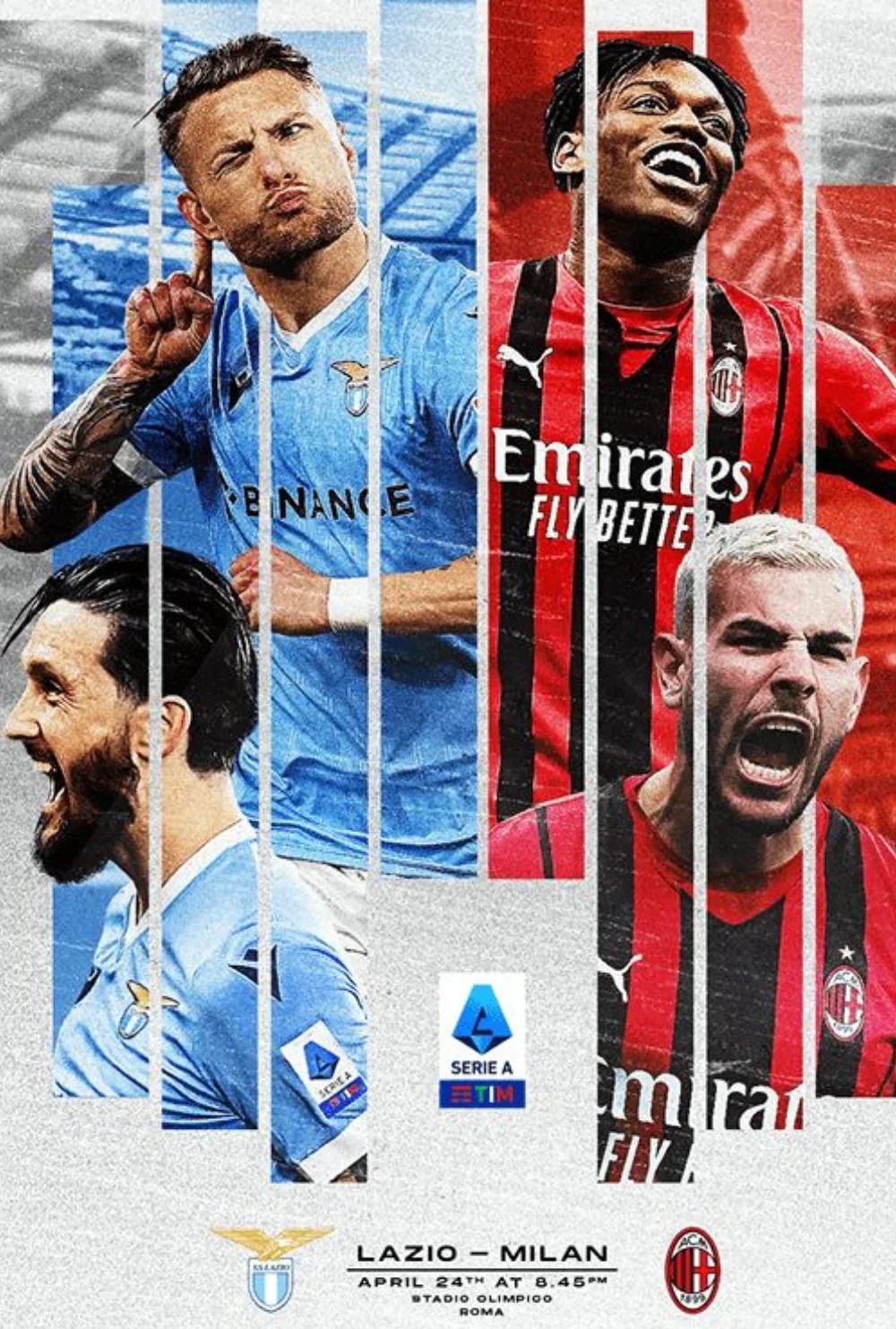 Lazio and AC Milan players featured in a matchday promotional graphic