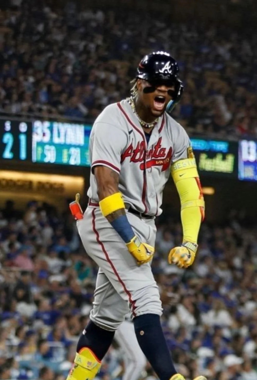 Tom Brady celebrating during a game in his Tampa Bay Buccaneers uniform