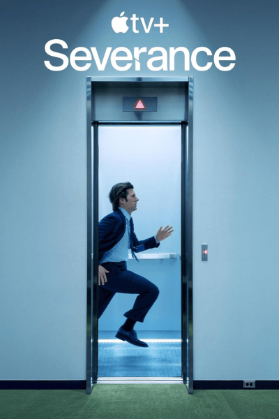 Poster of Severance with a man running into an elevator