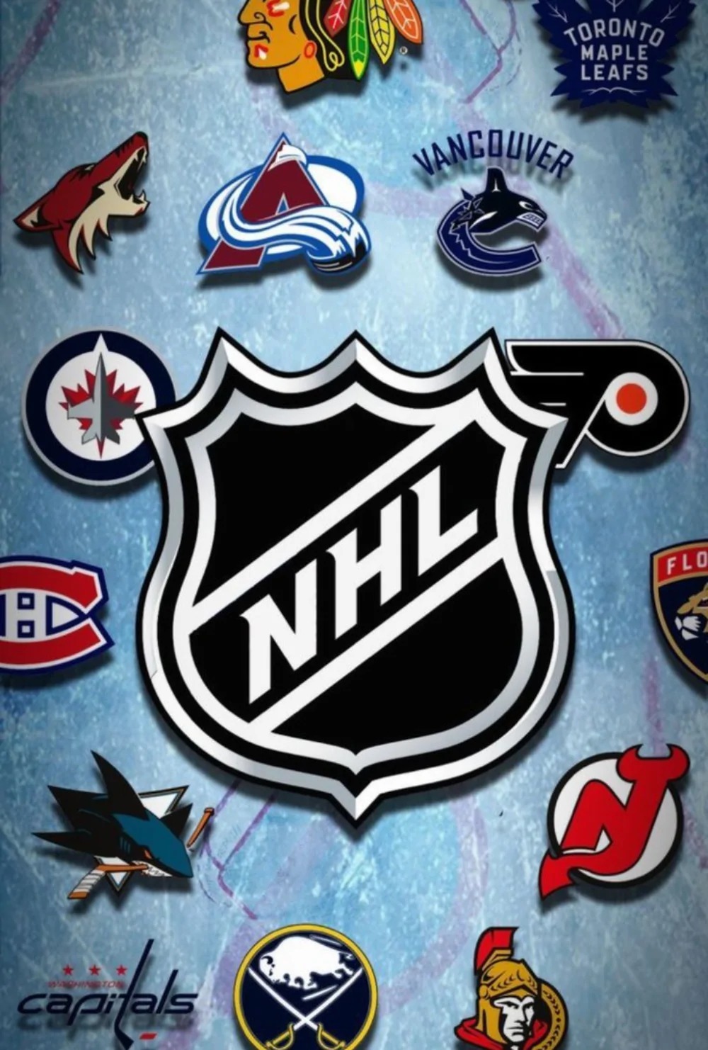 NFL logo above a football helmet and ball on green turf